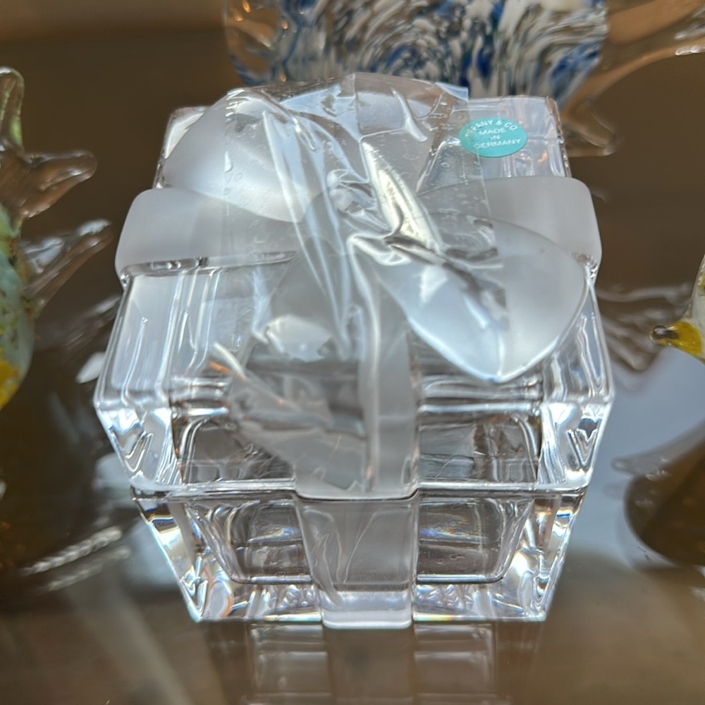Tiffany & Co. Crystal Gift Box with a Lid and Frosted Ribbon